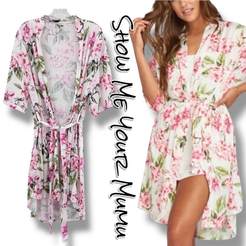 Show Me Your MuMu Brie Robe Garden of Blooms Multicolor Floral Womens Size OS